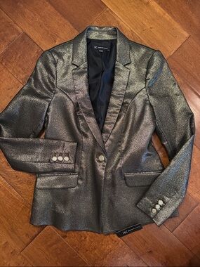 INC International Concepts Shimmery Bronzed Gold Blazer